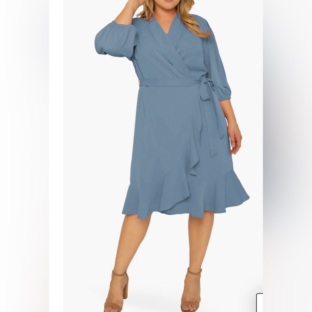 J616 . Standards & Practices Plus Size Double Georgette slate blue 2X NWT